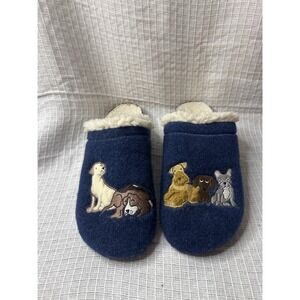 LANDS' END Slippers Blue Sherpa Lining With Puppies Dogs Size 10